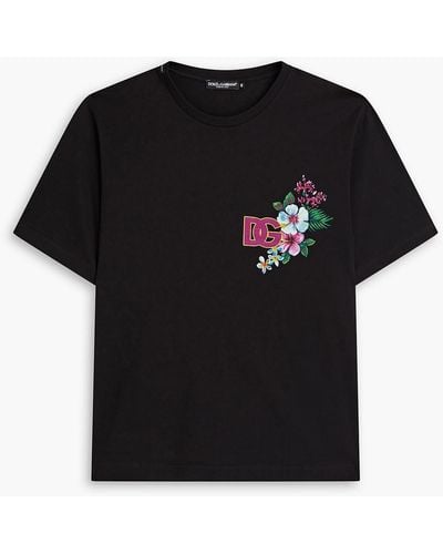 Dolce & Gabbana Printed Cotton-jersey T-shirt - Black