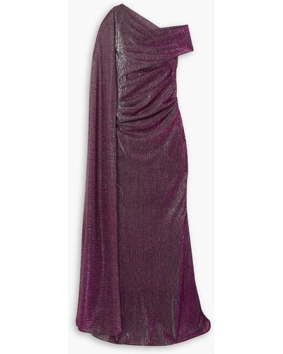 Talbot Runhof Cape-effect Metallic Voile Gown - Purple