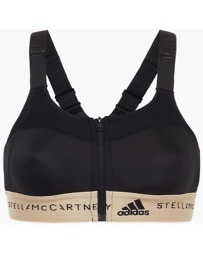 adidas By Stella McCartney Mesh-paneled Stretch Sports Bra - Black
