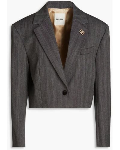 Sandro Lombardi cropped blazer aus crêpe - Schwarz