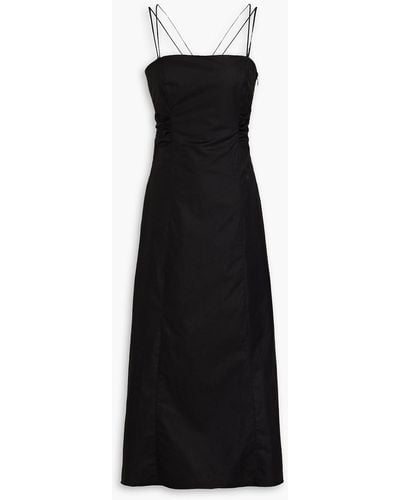 FRAME Cutout Cotton-blend Poplin Midi Dress - Black