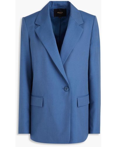 Maje Bluse aus glänzendem krepon mit raffungen - Blau