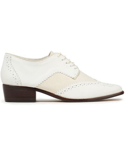 Zimmermann Perforated Leather And Canvas Brogues - White