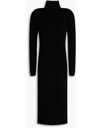 NAADAM Cutout Ribbed Cashmere Midi Dress - Black