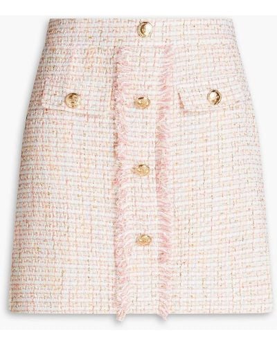 Walter Baker Iliana Fringed Metallic Tweed Mini Skirt - Natural