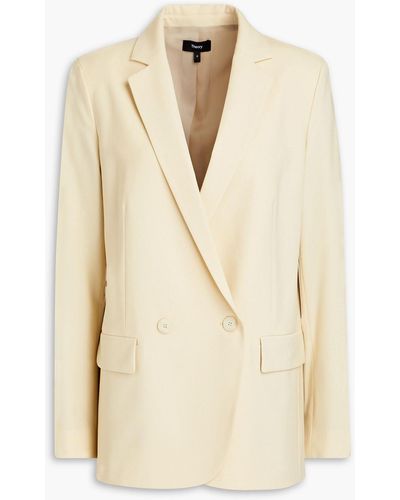 Theory Double-breasted Stretch-wool Blazer - Natural