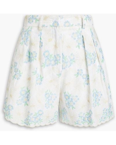 Vivetta Embroidered Pleated Cotton Shorts - White