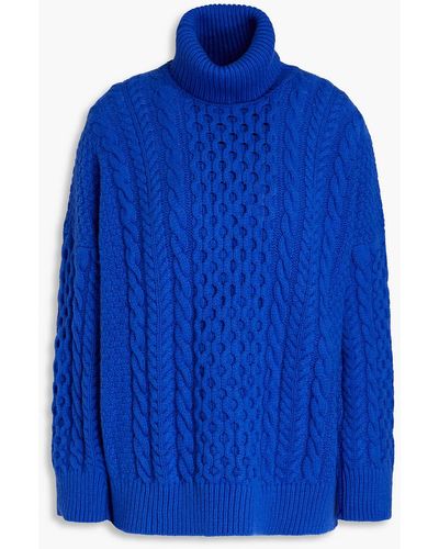 &Daughter Annis Cable-knit Wool Turtleneck Jumper - Blue