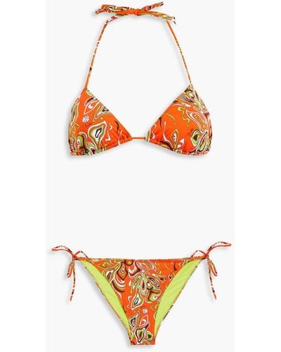 Emilio Pucci Printed Triangle Bikini - Orange