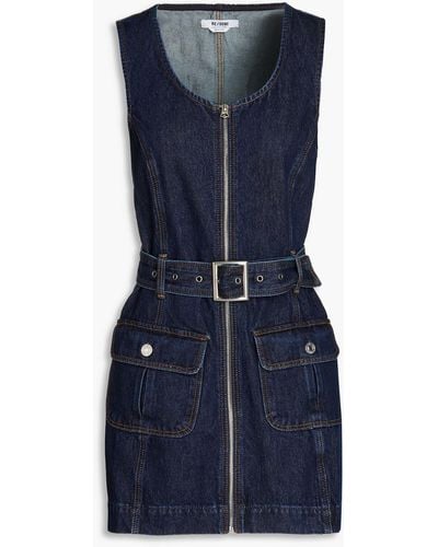 RE/DONE 60's minikleid aus denim mit gürtel - Blau