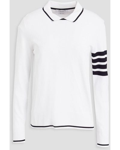 Thom Browne Striped Knitted Polo Jumper - White
