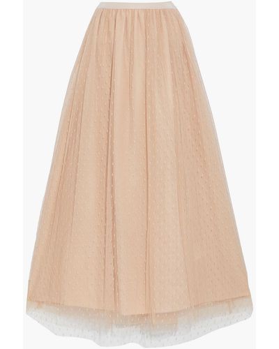 RED Valentino Gathered Point D'esprit Midi Skirt - Natural