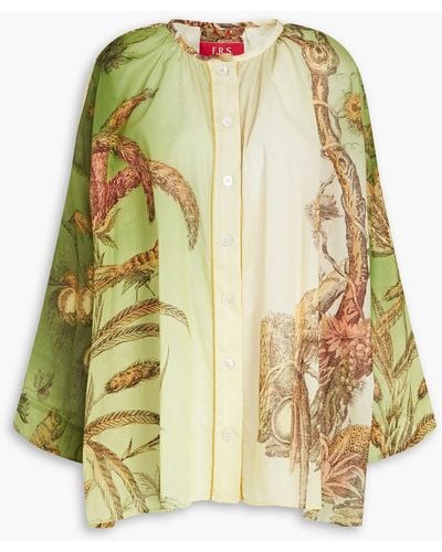 F.R.S For Restless Sleepers Petone Oversized Dégradé Printed Cotton-mousseline Blouse - Green