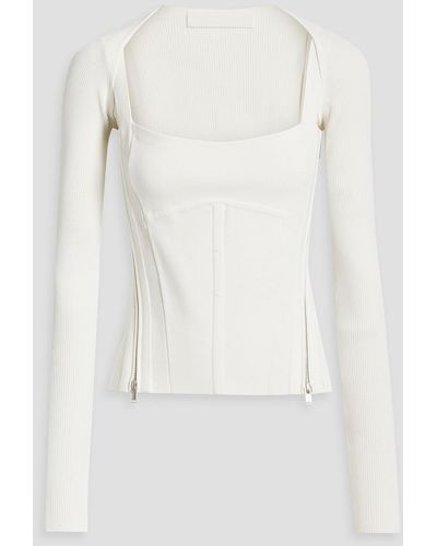 Dion Lee Layered Ribbed And Stretch-knit Bustier Top - White