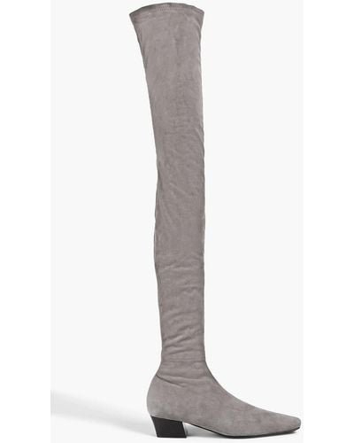 BY FAR Colette Stretch-faux Suede Over-the-knee Boots - White
