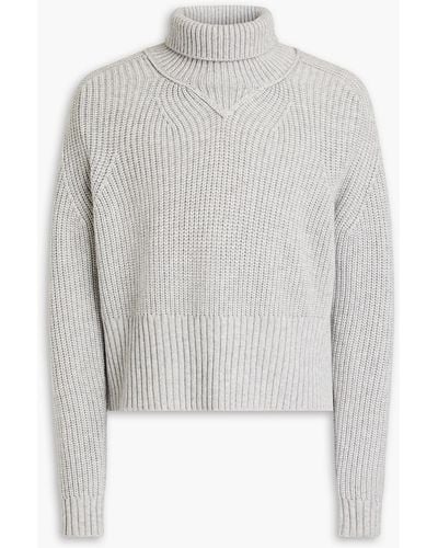 Canali Mélange Cashmere Turtleneck Sweater - White
