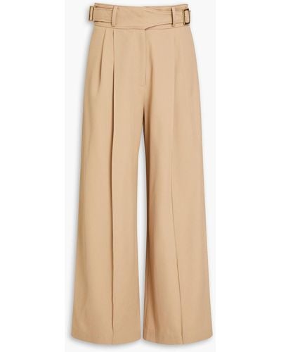 Rejina Pyo Carter Belted Wool-blend Twill Wide-leg Trousers - Natural