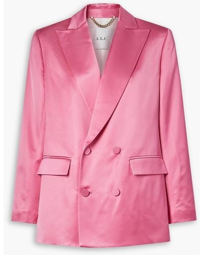 A.L.C. Riley Double-breasted Satin Blazer - Pink