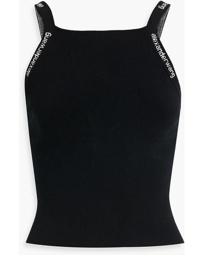 T By Alexander Wang Tanktop aus stretch-strick mit jacquard-besatz - Schwarz