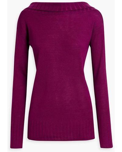 NAADAM Off-the-shoulder Knitted Jumper - Purple