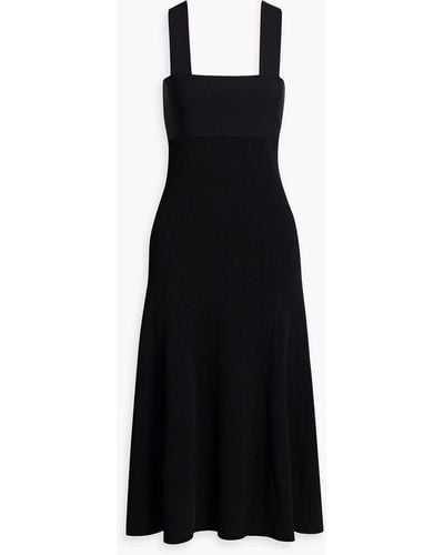 Another Tomorrow Ribbed-knit Midi Dress - Black