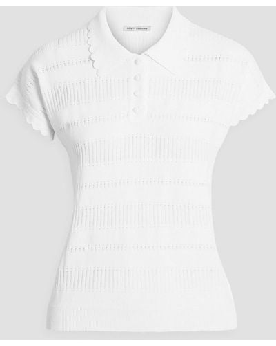 Autumn Cashmere Poloshirt in pointelle-strick - Weiß