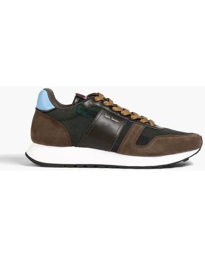 Paul Smith Eighties Printed Canvas, Leather And Suede Sneakers - Green