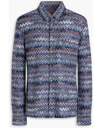 Missoni Crochet-knit Cotton-blend Shirt - Blue