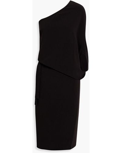 Halston Lois One-shoulder Draped Stretch-crepe Dress - Black