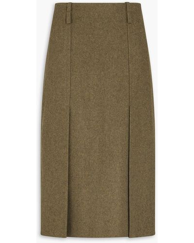 Victoria Beckham Merino Wool-felt Midi Skirt - Green