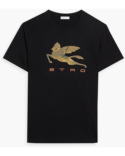 Etro Printed Cotton-jersey T-shirt - Black