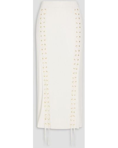 Zimmermann Lace-up Ribbed-knit Midi Skirt - White
