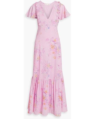 LoveShackFancy Vinnie Floral-print Fil Coupé Cotton Maxi Dress - Pink