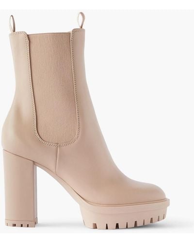 Gianvito Rossi Chester 70 Leather Platform Chelsea Boots - Natural