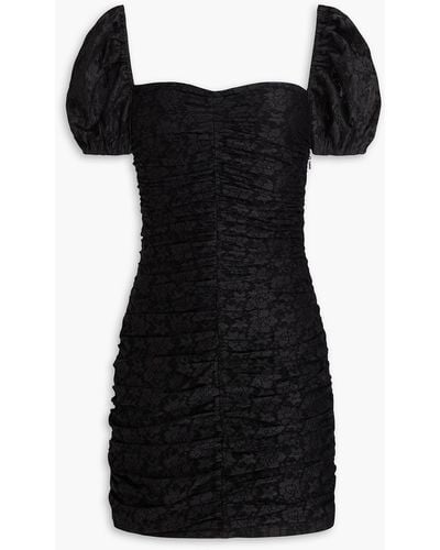 ROTATE BIRGER CHRISTENSEN Ruched Lace Mini Dress - Black