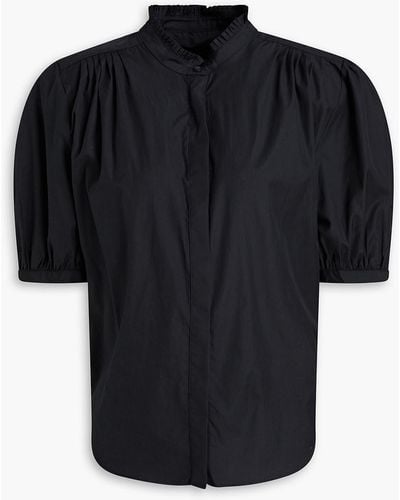 Rag & Bone Jordan hemd aus baumwollpopeline mit falten - Schwarz