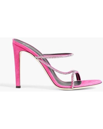 Giuseppe Zanotti Julianne Crystal-embellished Suede Mules - Pink