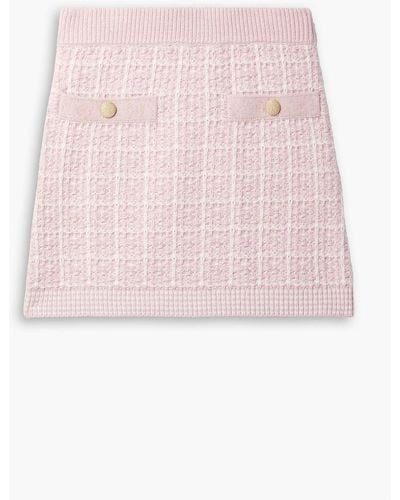 LoveShackFancy Callington Metallic Checked Knitted Mini Skirt - Pink