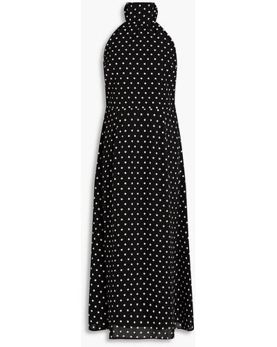 ALEXACHUNG Laurelei Polka-dot Crepe De Chine Halterneck Midi Dress - Black