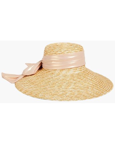Eugenia Kim Mirabel Lamé-trimmed Bow-embellished Straw Sunhat - White