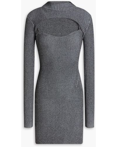 Nicholas Evita Ribbed-knit Shrug And Mini Dress Set - Gray