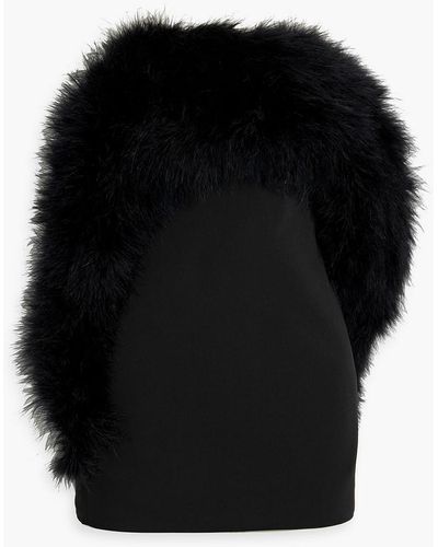 16Arlington Blaise Strapless Feather-embellished Crepe Mini Dress - Black