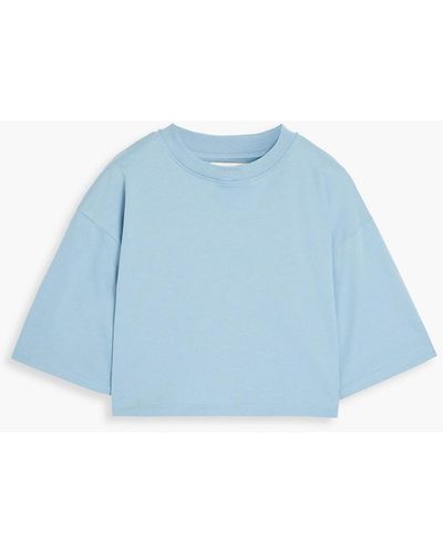 Loulou Studio Gupo Cropped Pima Cotton-jersey T-shirt - Blue