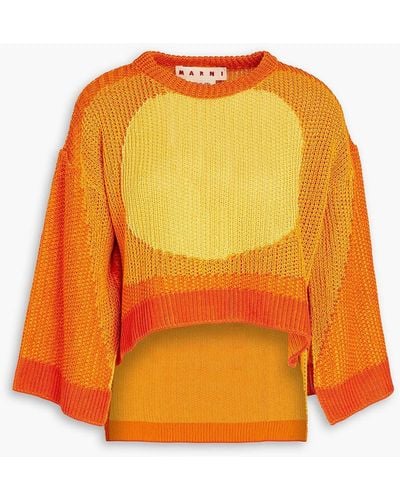 Marni Pullover aus baumwolle in colour-block-optik - Orange