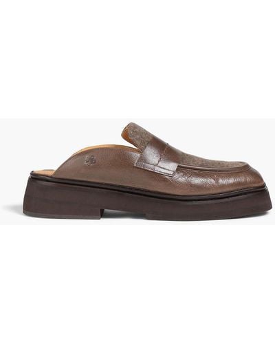 Rejina Pyo Felt And Leather Loafers - Brown