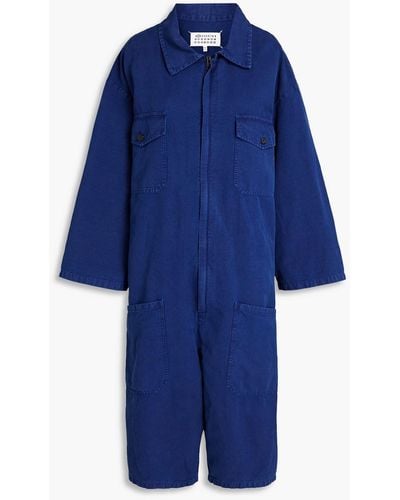 Maison Margiela Cropped Cotton And Linen-blend Jumpsuit - Blue