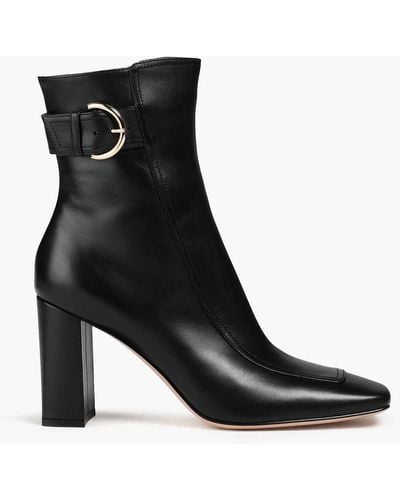 Gianvito Rossi Olsen Buckled Leather Ankle Boots - Black