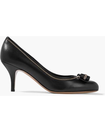 Ferragamo Carla Bow-embellished Leather Court Shoes - Black