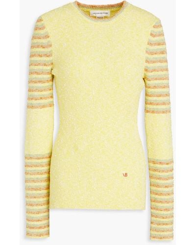 Victoria Beckham Striped Cotton-blend Sweater - Yellow