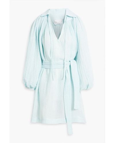 Lisa Marie Fernandez Linen-blend Gauze Mini Dress - Blue